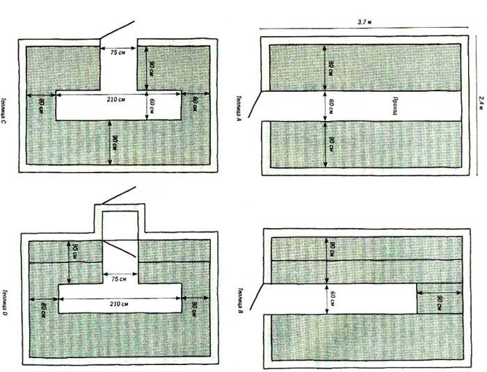 Възможни опции за еднопроходни легла Разположение на леглата