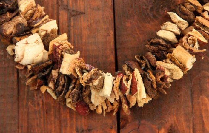 Сушени гъби на въже