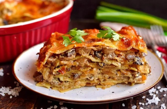 Лазаня с мариновани гъби