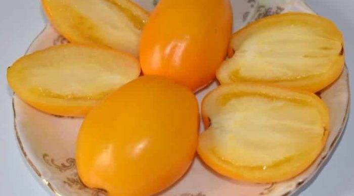 Жълти плодове в напречно сечение