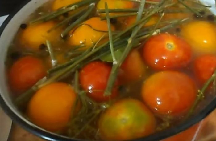 Леко осолени домати в тенджера Неузрели леко осолени домати