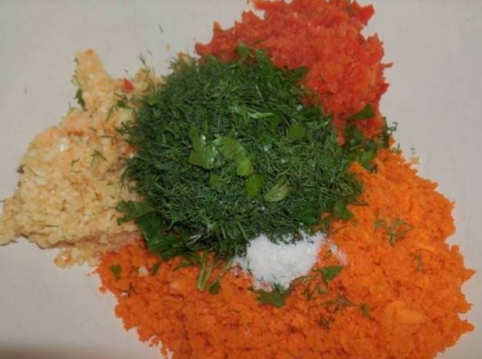 Смесване на натрошените съставки Смесете съставките